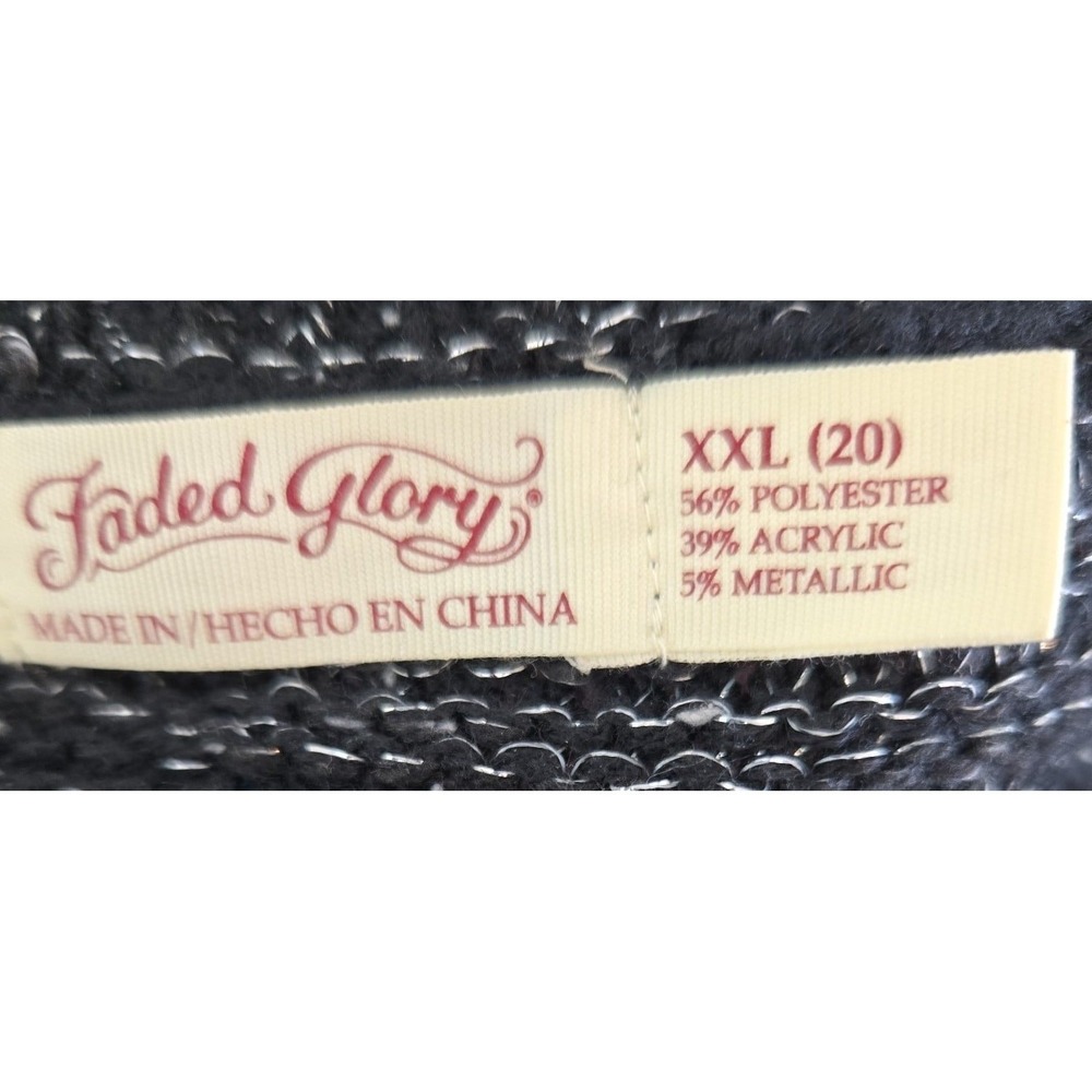 Faded Glory Womans Pullover Sweater Plus Size XXL black & Silver Metallic. - Picture 4 of 4